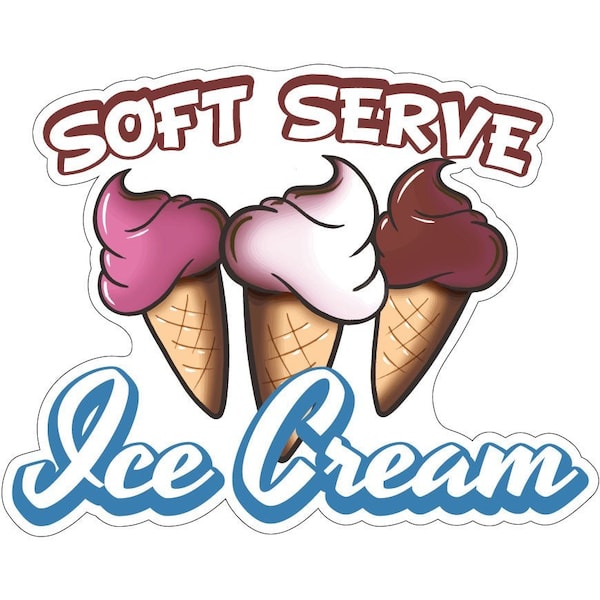 Soft Serve Ice CreamConcession Stand Food Truck Sticker, 8" x 4.5", D-DC-8 Soft Serve Ice Cream19